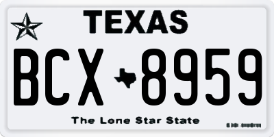 TX license plate BCX8959