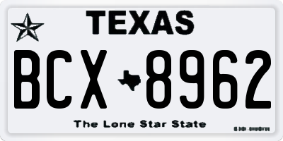 TX license plate BCX8962