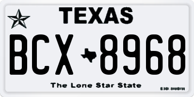 TX license plate BCX8968