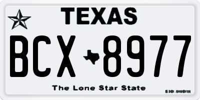 TX license plate BCX8977