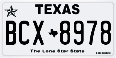 TX license plate BCX8978
