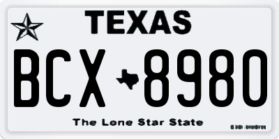 TX license plate BCX8980