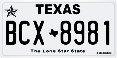 TX license plate BCX8981