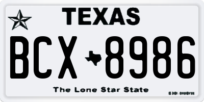 TX license plate BCX8986