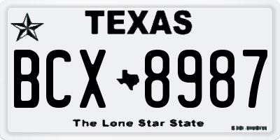 TX license plate BCX8987