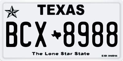 TX license plate BCX8988