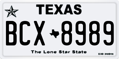 TX license plate BCX8989