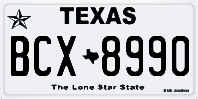 TX license plate BCX8990