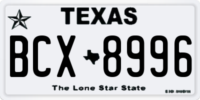 TX license plate BCX8996