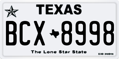 TX license plate BCX8998