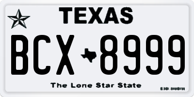 TX license plate BCX8999
