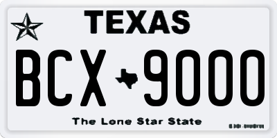 TX license plate BCX9000