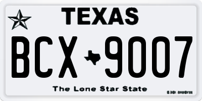 TX license plate BCX9007