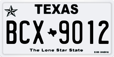 TX license plate BCX9012