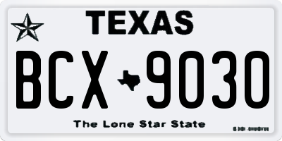 TX license plate BCX9030