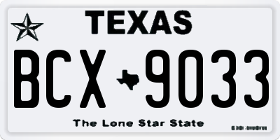 TX license plate BCX9033