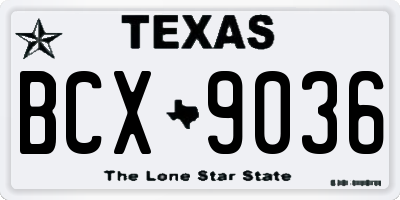 TX license plate BCX9036