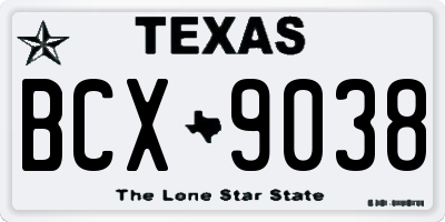 TX license plate BCX9038