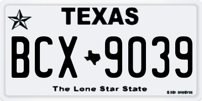 TX license plate BCX9039