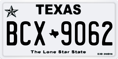 TX license plate BCX9062