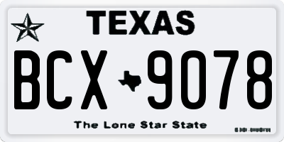 TX license plate BCX9078