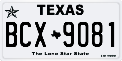 TX license plate BCX9081