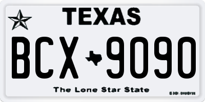 TX license plate BCX9090