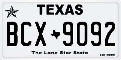 TX license plate BCX9092