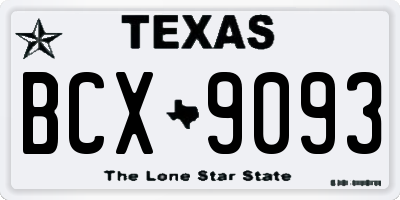 TX license plate BCX9093