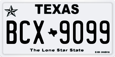 TX license plate BCX9099