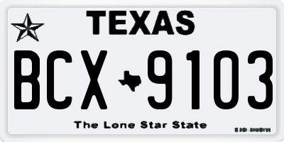 TX license plate BCX9103
