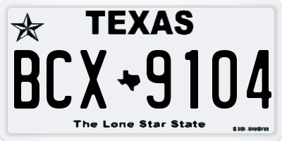 TX license plate BCX9104