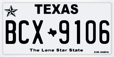 TX license plate BCX9106