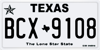 TX license plate BCX9108