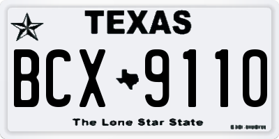 TX license plate BCX9110