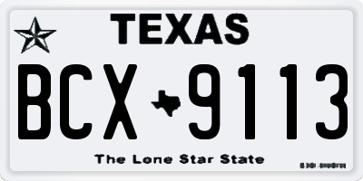 TX license plate BCX9113