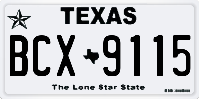 TX license plate BCX9115