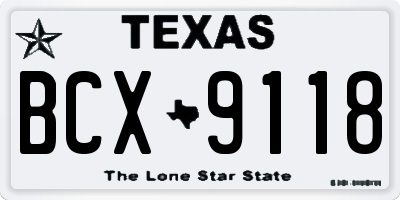 TX license plate BCX9118