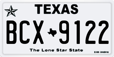 TX license plate BCX9122