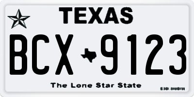 TX license plate BCX9123