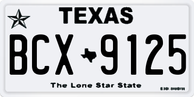TX license plate BCX9125