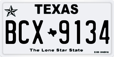 TX license plate BCX9134