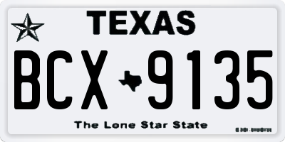 TX license plate BCX9135