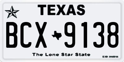 TX license plate BCX9138