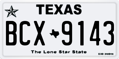 TX license plate BCX9143