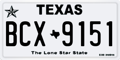 TX license plate BCX9151