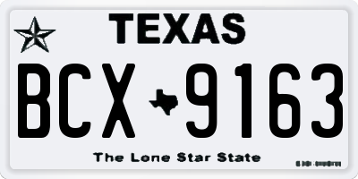 TX license plate BCX9163