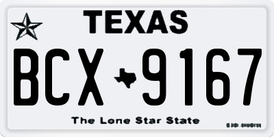 TX license plate BCX9167