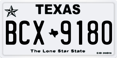 TX license plate BCX9180