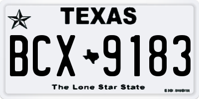 TX license plate BCX9183